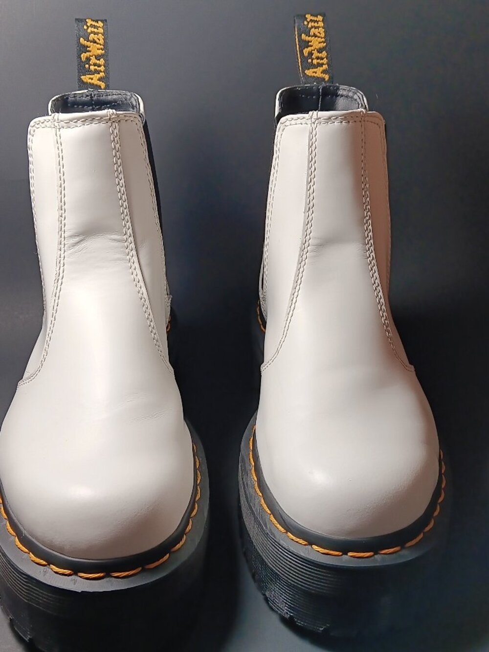 Dr Martens 2976 quad Chelsea boots white leather platform women size 7